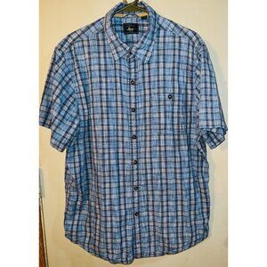 G.H. Bass & Co. Men's Blue Plaid Short Sleeve Button-Up Shirt Size XL